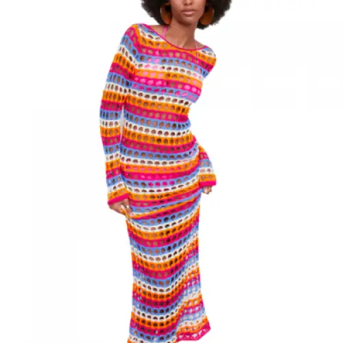 Mango - Robe crochet multicolore