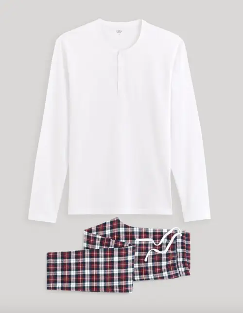 Pyjama manches longues et pantalon 100% coton - celio