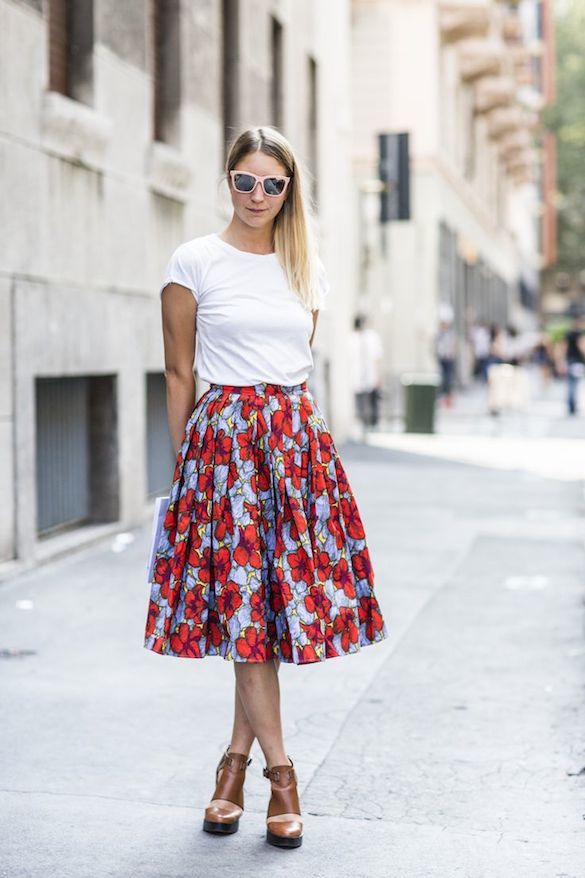 printed skirt street style